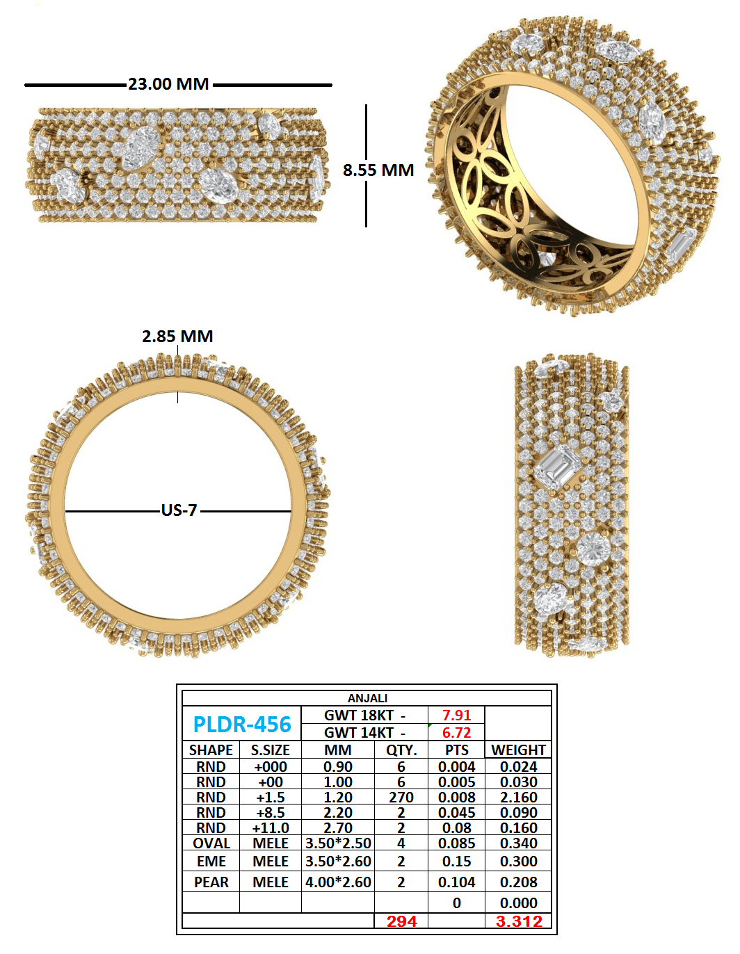 Floral Motif Diamond Ring PLDR-456