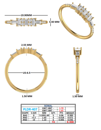 SONAL Baguette & Round Diamond Band